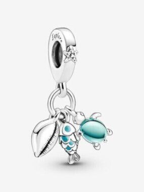 Pandora Fish, Sea Turtle & Conch Triple Dangle Charm